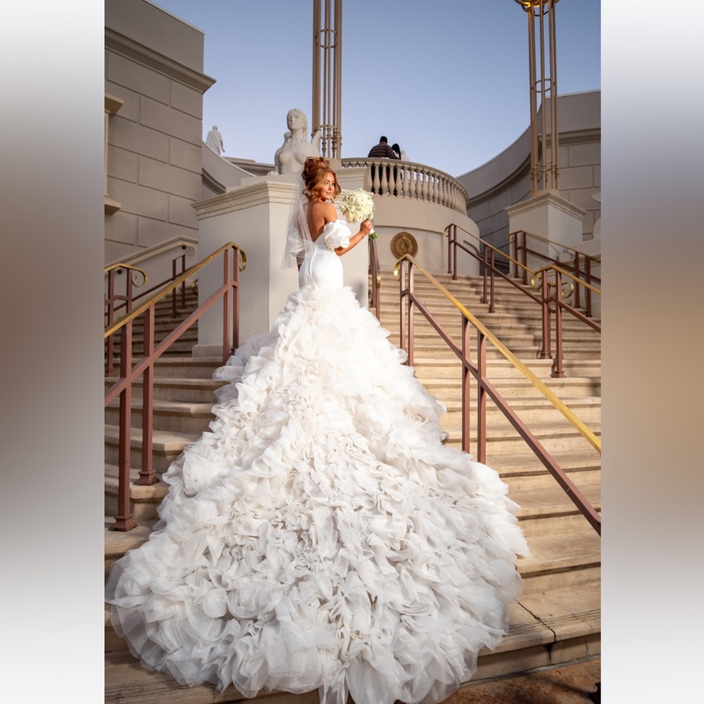 Winnie couture Winnie LeeTinsley wedding Gown extended train stunning Ivory sz 0